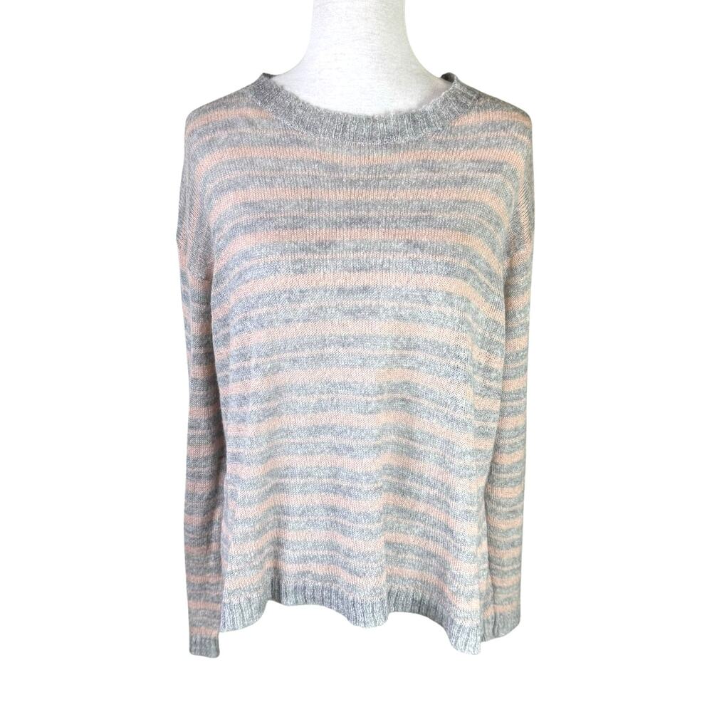 Kerisma S/M Gray Stripe Open Knit Lightweight Mohair Blend Oversized Sweater